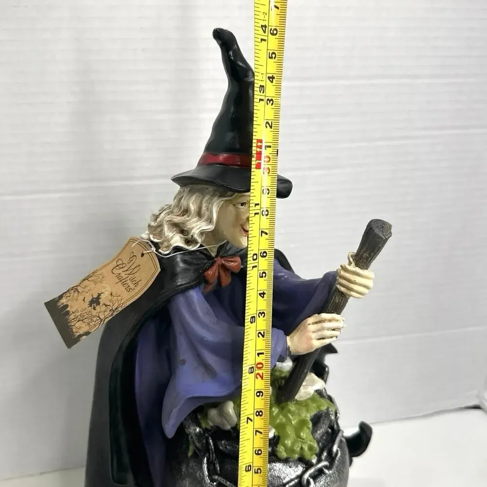 NWT 14” Witch Crafters Halloween Witch Stirring Cauldron Pot, Figurine.